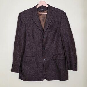 Benvenuto Blazer Mens L Marled Brown Wool Silk Lined 3B SB Vented Classic  FLAW